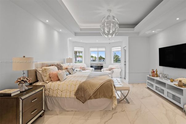Bedroom, Interior, Marble, Pendant Lights, Recessed Lighting