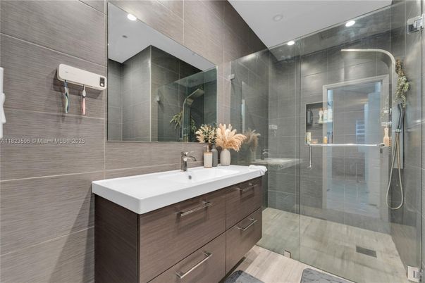 Bathroom, Glass Shower, Interior, Recessed Lighting