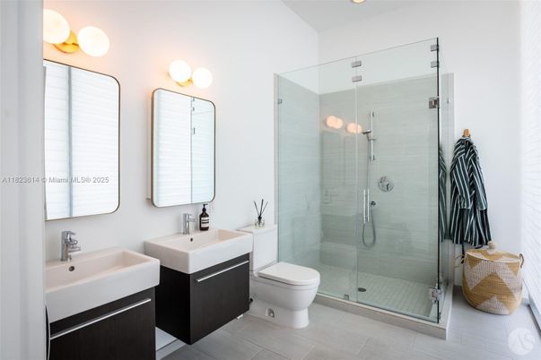 Bathroom, Dual Sink Vanities, Glass Shower, Interior