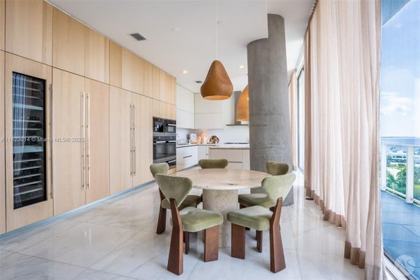 Dining room, Interior, Kitchen, Pendant Lights, Recessed Lighting, Stainless Steel Appliances, Water