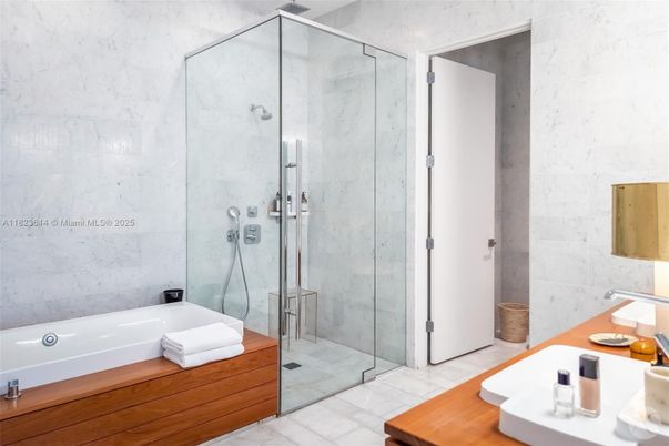 Bathroom, Glass Shower, Interior, Marble Walls