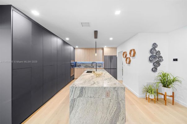 Interior, Kitchen, Recessed Lighting, Wood Texture Flooring