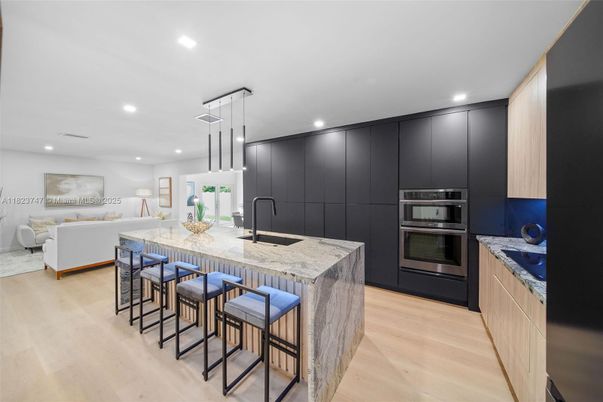 Interior, Kitchen, Living room, Pendant Lights, Recessed Lighting, Stainless Steel Appliances, Wood Texture Flooring
