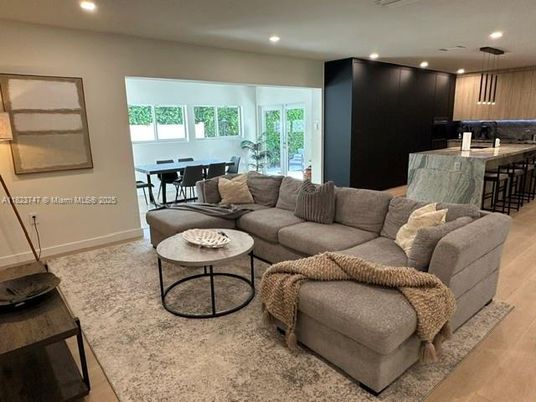 Dining room, Interior, Kitchen, Living room, Pendant Lights, Recessed Lighting, Wood Texture Flooring