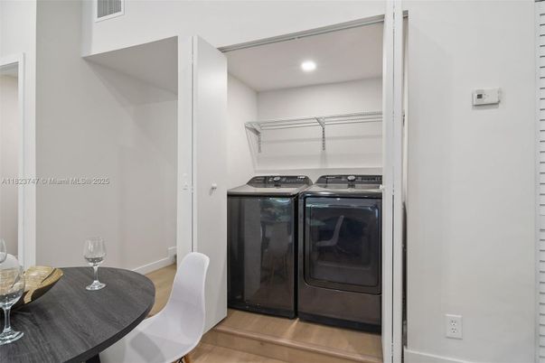 Interior, Recessed Lighting, Utility Closets, Washer, Wood Texture Flooring