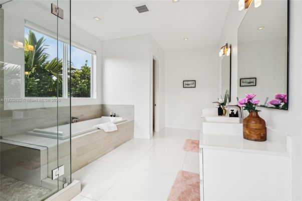 Bathroom, Glass Shower, Interior, Recessed Lighting