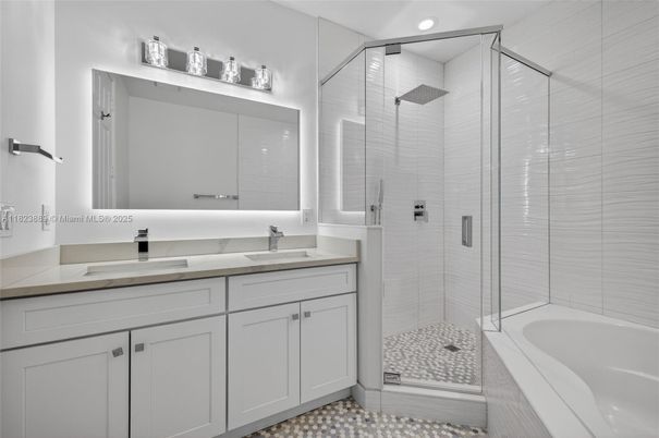 Bathroom, Dual Sink Vanities, Glass Shower, Interior