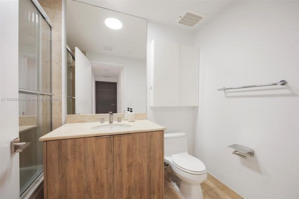 Bathroom, Interior, Recessed Lighting, Wood Texture Flooring