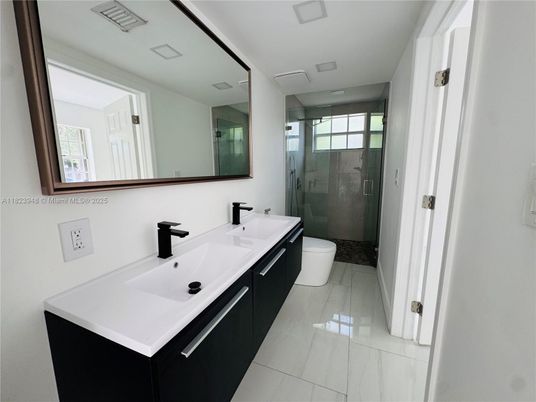 Bathroom, Dual Sink Vanities, Glass Shower, Interior