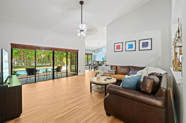 Dining room, Interior, Living room, Pendant Lights, Wood Texture Flooring