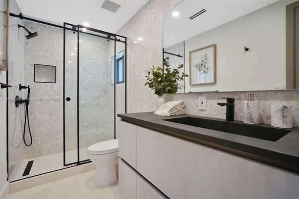 Bathroom, Glass Shower, Interior, Recessed Lighting