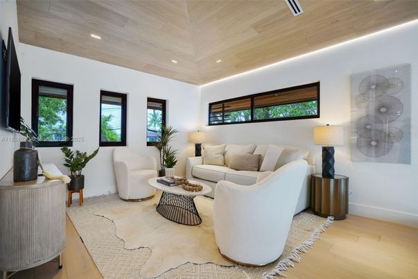 Interior, Living room, Recessed Lighting, Wooden Ceilings, Wood Texture Flooring
