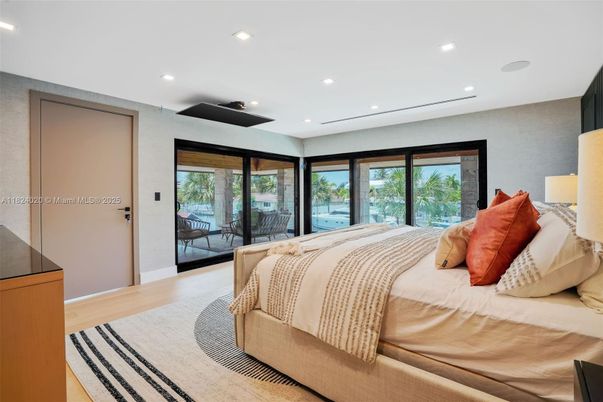 Bedroom, Interior, Recessed Lighting, Water, Wood Texture Flooring