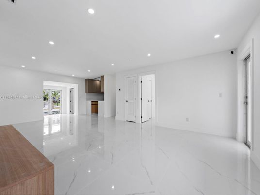 Empty room, Interior, Kitchen, Marble, Recessed Lighting