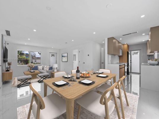 Dining room, Interior, Kitchen, Living room, Recessed Lighting