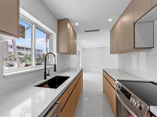 Interior, Kitchen, Marble, Recessed Lighting, Stainless Steel Appliances