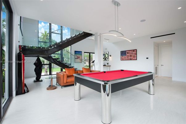 Billiard Table, Game Room, Interior, Pendant Lights, Recessed Lighting