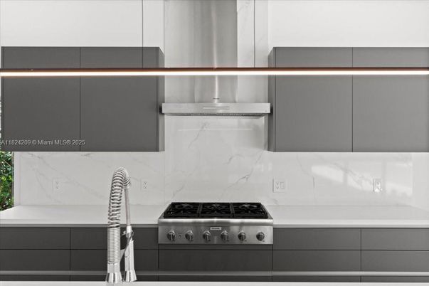 Interior, Kitchen, Marble Walls, Stainless Steel Appliances