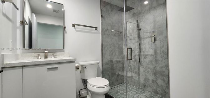 Bathroom, Glass Shower, Interior, Marble Walls, Recessed Lighting