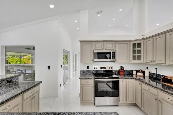 Interior, Kitchen, Marble, Recessed Lighting, Stainless Steel Appliances