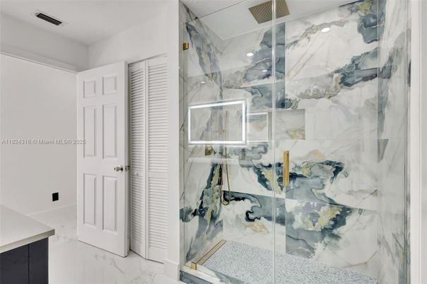 Bathroom, Glass Shower, Interior, Marble, Marble Walls