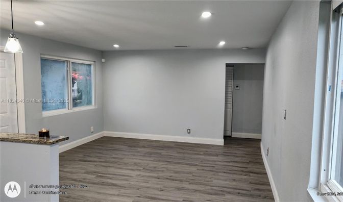 Empty room, Interior, Pendant Lights, Recessed Lighting, Wood Texture Flooring