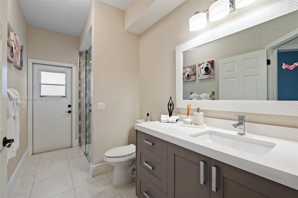 Bathroom, Dual Sink Vanities, Glass Shower, Interior, Marble