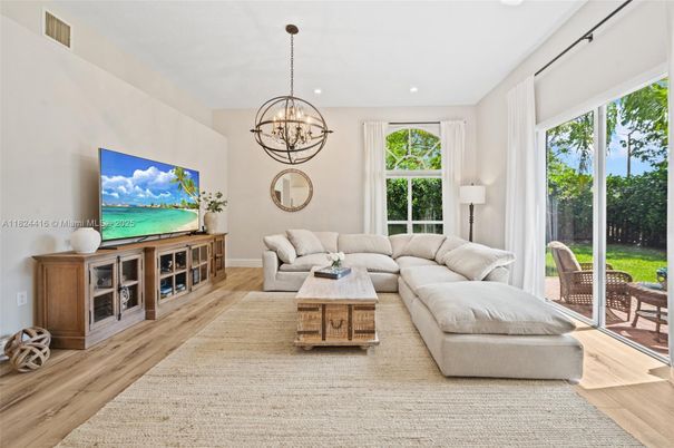 Chandelier, Interior, Living room, Recessed Lighting, Wood Texture Flooring