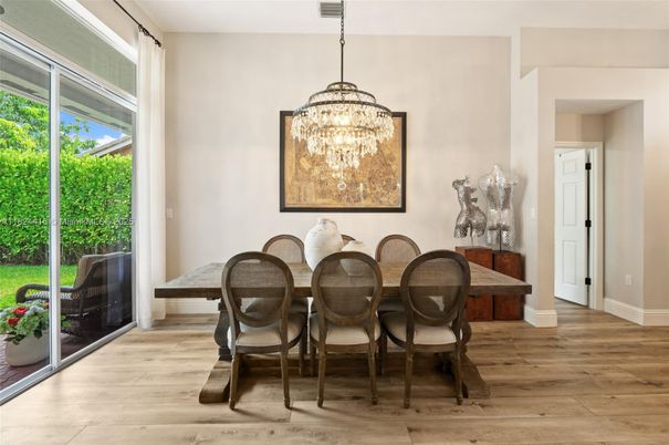Chandelier, Dining room, Interior, Pendant Lights, Wood Texture Flooring