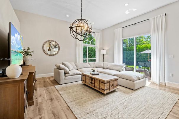 Chandelier, Interior, Living room, Recessed Lighting, Wood Texture Flooring