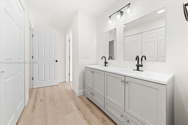 Bathroom, Dual Sink Vanities, Interior, Wood Texture Flooring