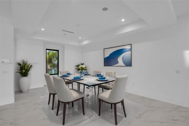 Dining room, Interior, Marble, Recessed Lighting
