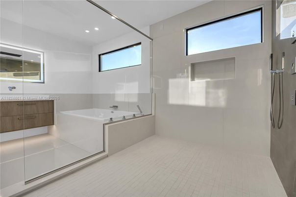 Bathroom, Glass Shower, Interior, Recessed Lighting