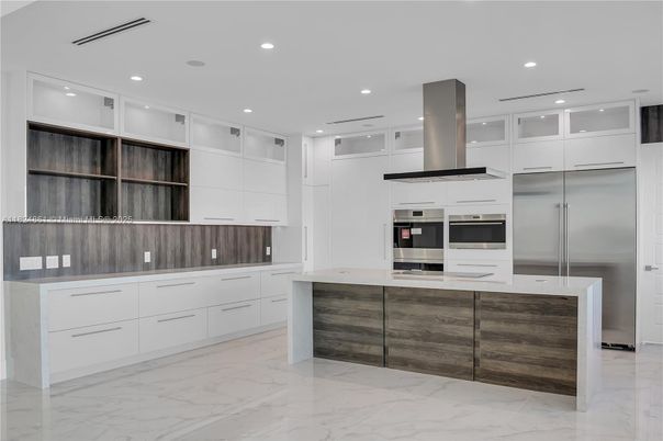 Interior, Kitchen, Marble, Recessed Lighting, Stainless Steel Appliances