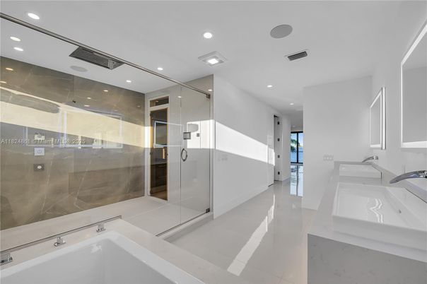 Bathroom, Glass Shower, Interior, Recessed Lighting