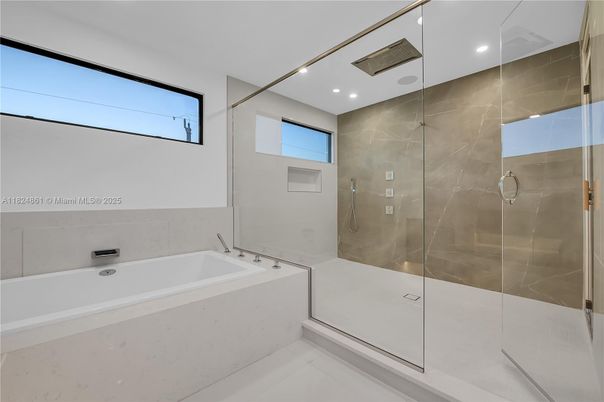 Bathroom, Glass Shower, Interior, Recessed Lighting