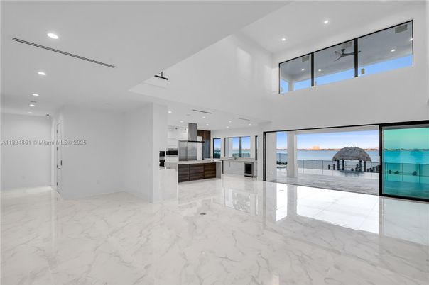 Interior, Kitchen, Marble, Recessed Lighting, Stainless Steel Appliances, Water