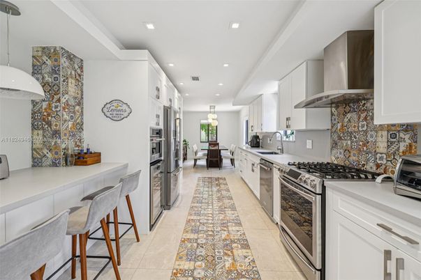 Interior, Kitchen, Pendant Lights, Recessed Lighting, Stainless Steel Appliances