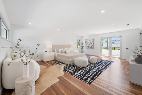Bedroom, Interior, Living room, Recessed Lighting, Wood Texture Flooring