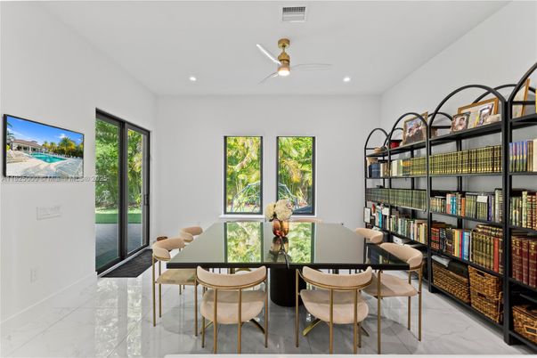 Dining room, Interior, Marble, Recessed Lighting