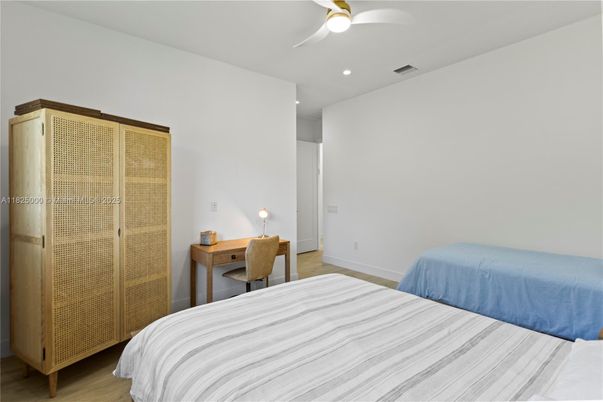 Bedroom, Home Office, Interior, Recessed Lighting, Wood Texture Flooring