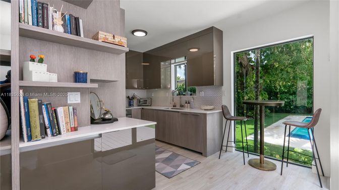 Interior, Kitchen, Recessed Lighting, Wood Texture Flooring