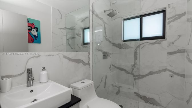 Bathroom, Glass Shower, Interior, Marble Walls