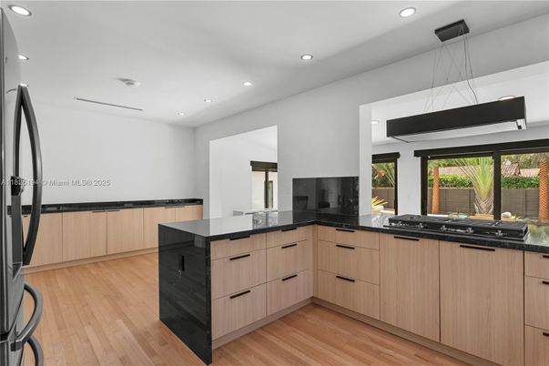Interior, Kitchen, Pendant Lights, Recessed Lighting, Wood Texture Flooring