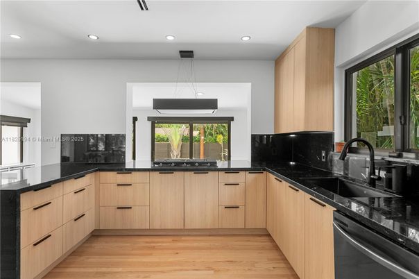 Interior, Kitchen, Pendant Lights, Recessed Lighting, Wood Texture Flooring