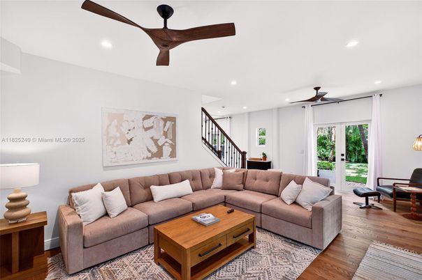 Interior, Living room, Recessed Lighting, Wood Texture Flooring