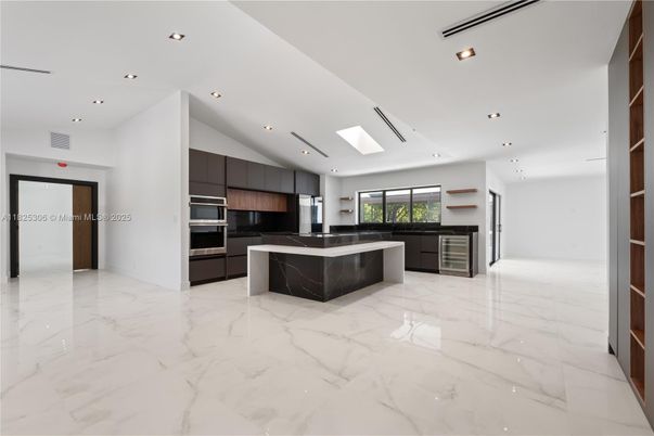 Interior, Kitchen, Marble, Recessed Lighting, Stainless Steel Appliances