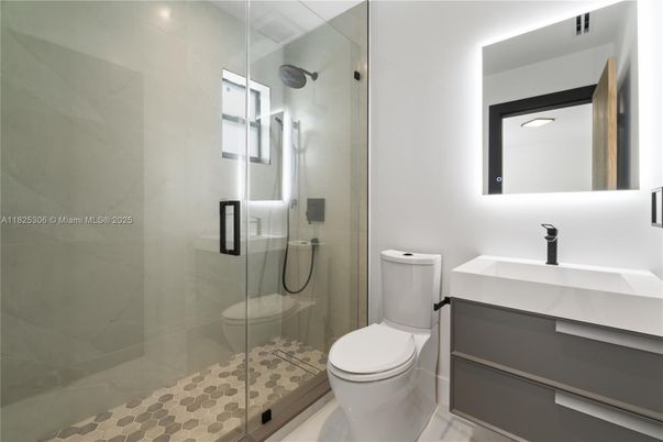 Bathroom, Glass Shower, Interior, Recessed Lighting
