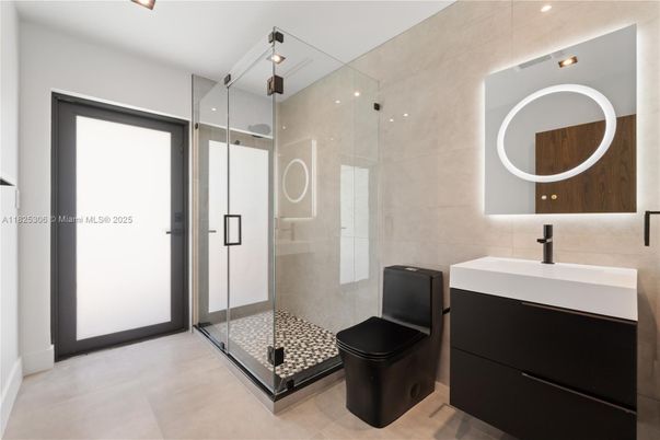 Bathroom, Glass Shower, Interior, Recessed Lighting