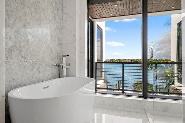 Bathroom, Free Standing Baths, Interior, Marble, Marble Walls, Recessed Lighting, Water